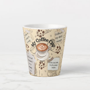 Kaffeelatte-Tasse mit Kaffebohnen-Muster-Design Milchtasse