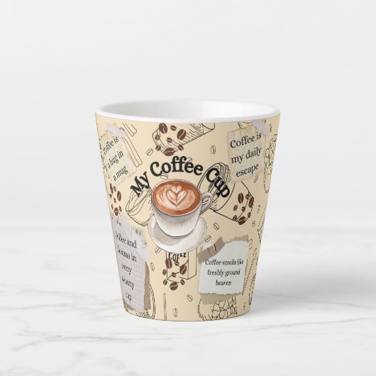 Kaffeelatte-Tasse mit Kaffebohnen-Muster-Design Milchtasse (Vorderseite)