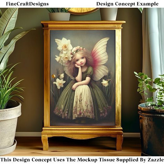 Kaffeelenblumenmaus Fairy, grüne DL5LF-Decoupage Seidenpapier