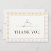 Kaffeeliebe Brautdusche mit Gingham-Muster Dankeskarte (Vorderseite)