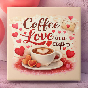 Kaffeeliebe in einem Valentinstag-Becher Soft Pink Fliese