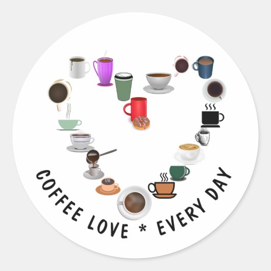 Kaffeeliebe Kaffeek Herz Runder Aufkleber (Vorderseite)