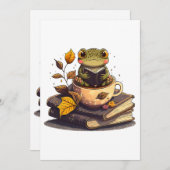 Kaffeeliebende Froschbücher Feiertagskarte (Vorne/Hinten)