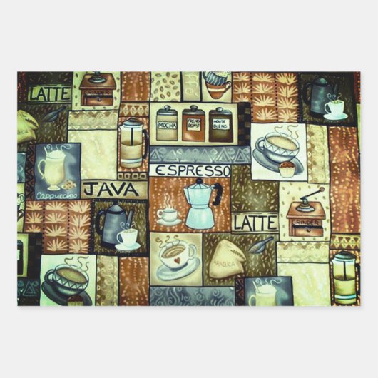 Kaffeeliebensammlung Geschenkpapier Set (Vorderseite 3)