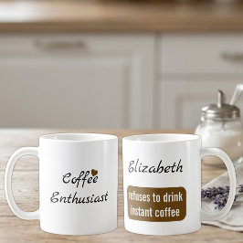 Kaffeeliebhaber benutzerdefinierter Name weiß und Kaffeetasse