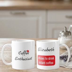 Kaffeeliebhaber benutzerdefinierter Name weiß und Kaffeetasse