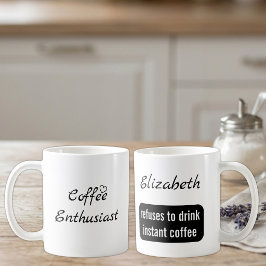 Kaffeeliebhaber benutzerdefinierter Name weiß und Kaffeetasse