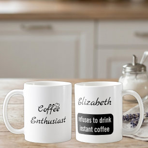Kaffeeliebhaber benutzerdefinierter Name weiß und Kaffeetasse