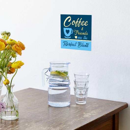 Kaffeeliebhaber Blau Gold Foliendrucke (Ablage(Küche))