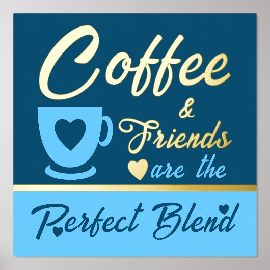 Kaffeeliebhaber Blau Gold Foliendrucke (Vorderseite)