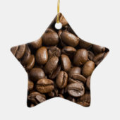 Kaffeeliebhaber Bohnen Brown Hintergrund Keramik Ornament (Vorne)