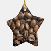 Kaffeeliebhaber Bohnen Brown Hintergrund Keramik Ornament (Links)