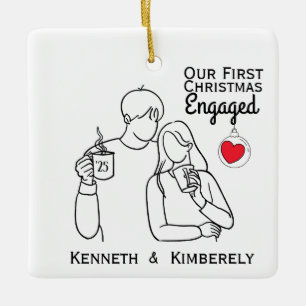 Kaffeeliebhaber Erste Weihnachten Verlobt Keramikornament