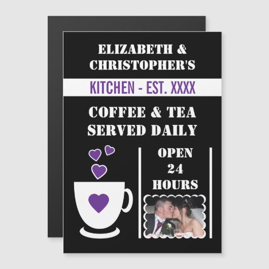 Kaffeeliebhaber Foto lila Kühlschrank Magnetkarte Magneteinladung (Vorne/Hinten)