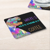Kaffeeliebhaber Funny Dinosaur Zitat Rechteckiger Pappuntersetzer (angewinkelt)