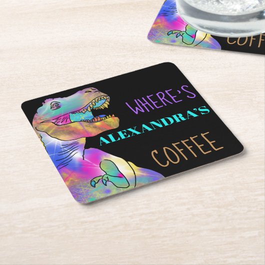 Kaffeeliebhaber Funny Dinosaur Zitat Rechteckiger Pappuntersetzer (angewinkelt)