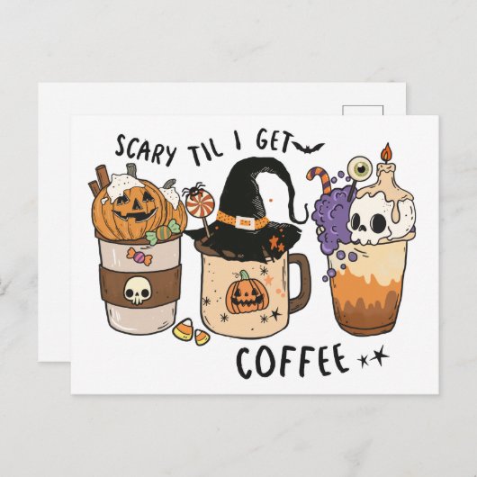 Kaffeeliebhaber Funny Halloween Witz Gruß Postkarte (Vorne/Hinten)