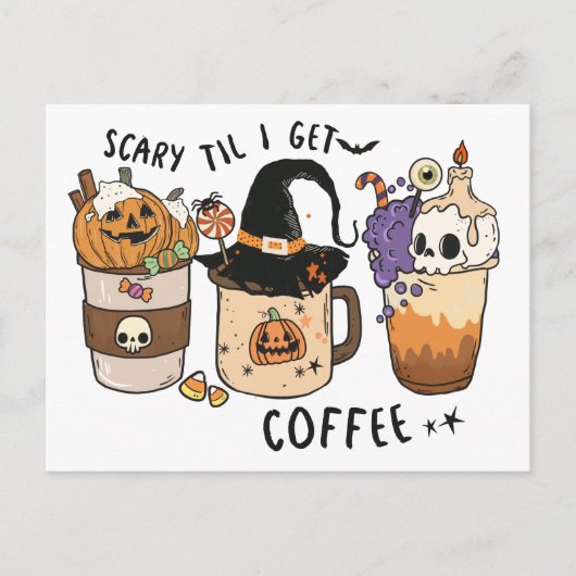 Kaffeeliebhaber Funny Halloween Witz Gruß Postkarte (Vorderseite)