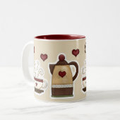 Kaffeeliebhaber Kaffeekanne und Personalisierter C Zweifarbige Tasse (Vorderseite Links)