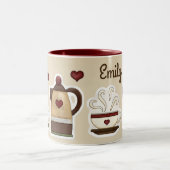 Kaffeeliebhaber Kaffeekanne und Personalisierter C Zweifarbige Tasse (Mittel)