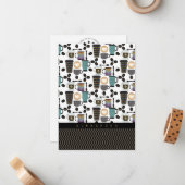 Kaffeeliebhaber, Mugs, Cups & Beans Muster Note Ca Mitteilungskarte (Vorderseite/Rückseite Beispiel)