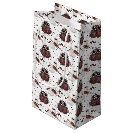 Kaffeeliebhaber Nachtschwärmer Kleine Geschenktüte (Rückseite Schrägansicht)
