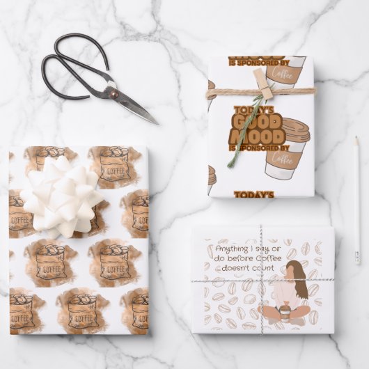 Kaffeeliebhaber Packpapier Geschenkpapier Set (Vorderseite)