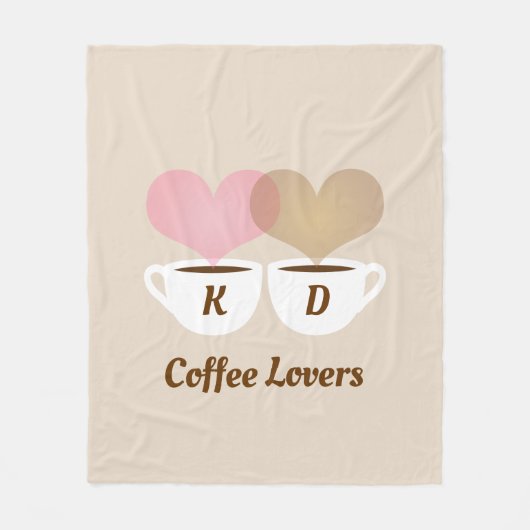 Kaffeeliebhaber rosa braun, kundenspezifische Mono Fleecedecke (Vorderseite)