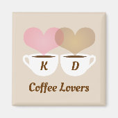 Kaffeeliebhaber rosa braun, kundenspezifische Mono Magnet (Vorne)