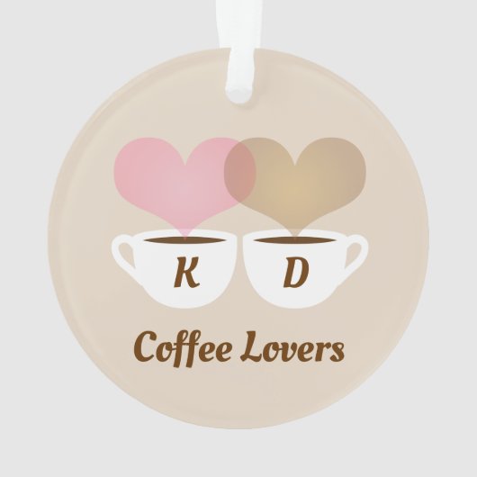 Kaffeeliebhaber rosa braun, kundenspezifische Mono Ornament (Rückseite)