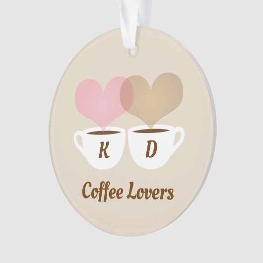 Kaffeeliebhaber rosa braun, kundenspezifische Mono Ornament (Vorderseite)