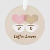 Kaffeeliebhaber rosa braun, kundenspezifische Mono Ornament (Vorderseite)