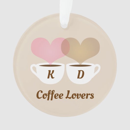 Kaffeeliebhaber rosa braun, kundenspezifische Mono Ornament (Vorderseite)