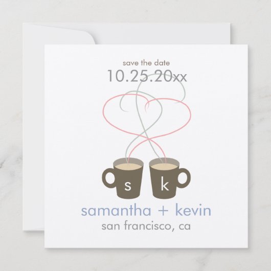 Kaffeeliebhaber Save the Date: Creme Felt Paper Date (Vorderseite)