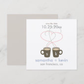 Kaffeeliebhaber Save the Date: Creme Felt Paper Date (Vorne/Hinten)