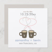 Kaffeeliebhaber Save the Date: Creme Felt Paper Save The Date (Vorne/Hinten)