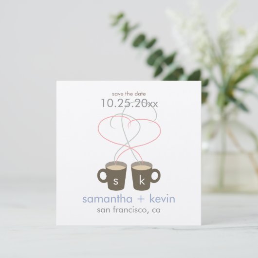 Kaffeeliebhaber Save the Date: Creme Felt Paper Save The Date (Stehend Vorderseite)