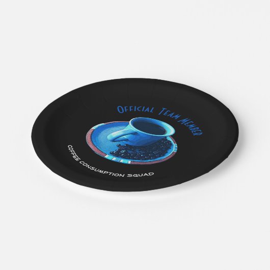 Kaffeeliebhaber trinken Squad Blue Cup und Saucer Pappteller (Schrägansicht)