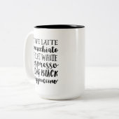 Kaffeeliebhaber Typografie Zwei tonisierte Tasse (Vorderseite Links)
