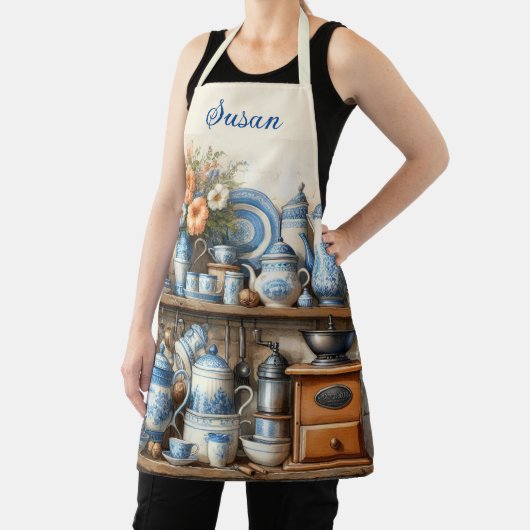 Kaffeeliebhaber Vintag Blue Schürze (InSitu)