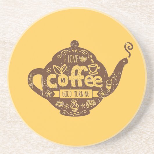 Kaffeeliebhaber Vintages Retro-Café Kunst I Liebe  Getränkeuntersetzer (Vorne)