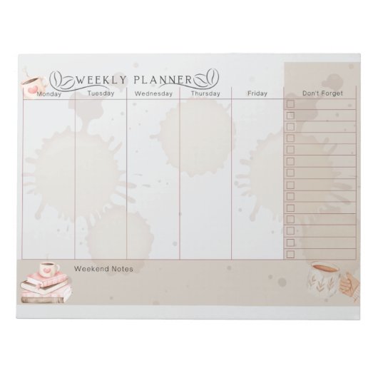 Kaffeeliebhaber Wochenplaner Notizblock (Vorderseite)
