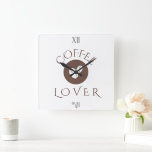 Kaffeeliebhaber-Wurfkissen – Cozy Home-Dekor-Gesch Quadratische Wanduhr