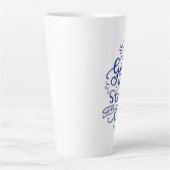 Kaffeeliebhaber Zitat Blue Calligraphy Tall White Milchtasse (Vorderseite)