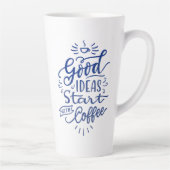 Kaffeeliebhaber Zitat Blue Calligraphy Tall White Milchtasse (Rechts)