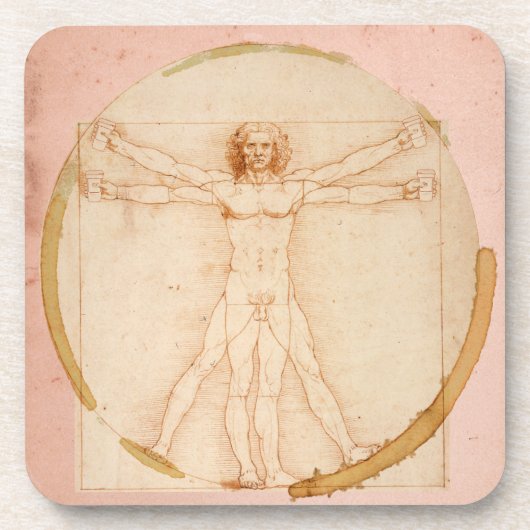 Kaffeemann von Da Vincis Vitruvianischer Mann Untersetzer (Vorderseite)