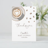 Kaffeemaschine Baby Dusche Dankeskarte (Stehend Vorderseite)