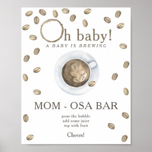 Kaffeemaschine Babydusche Momosa Bar Poster