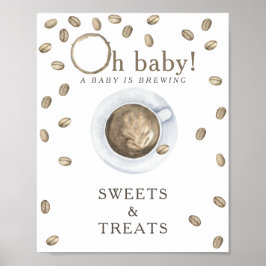 Kaffeemaschine Babydusche SÜSSIGKEITEN UND LECKERE Poster