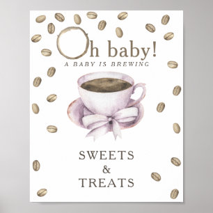Kaffeemaschine Babydusche SÜSSIGKEITEN UND LECKERE Poster